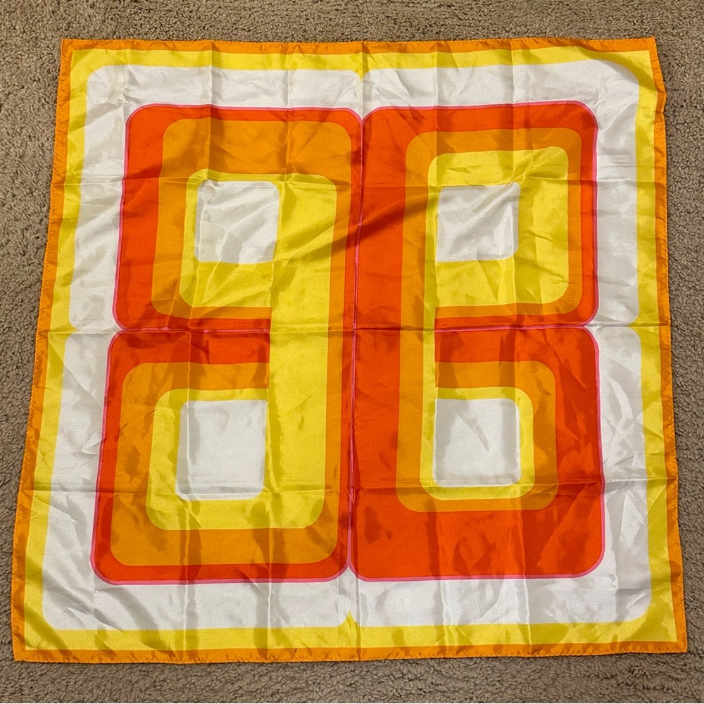 VTG Retro Mod Orange Yellow Square Water Repellant Scarf